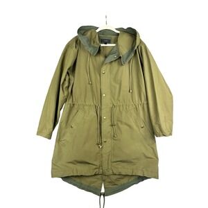 J.Crew Jacket Womens Small Olive Cotton Blend Hooded Anorak Parka Utility